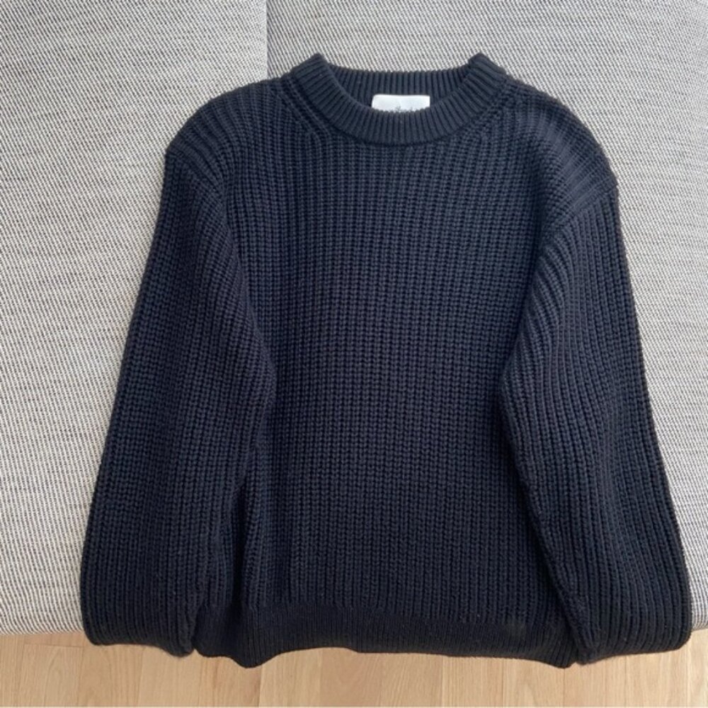 Aritzia Wilfred Maria Sweater Merino Wool Crewneck Sweater Black